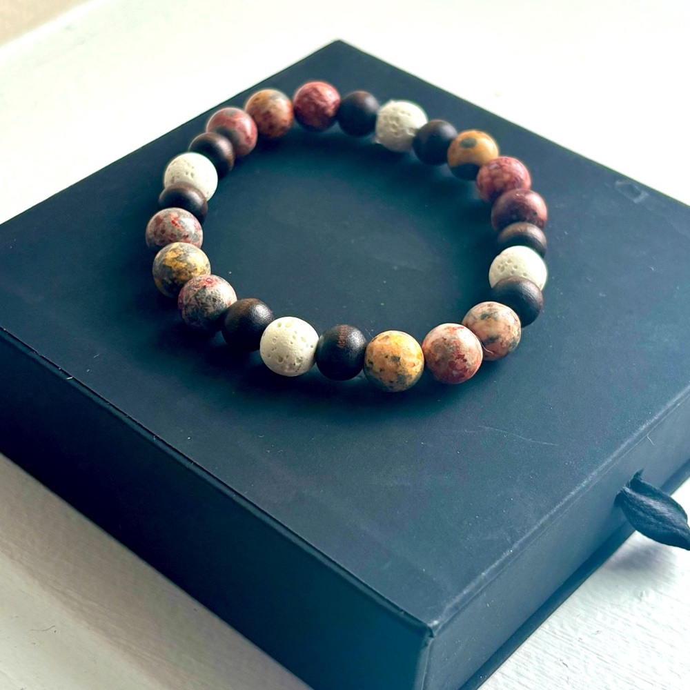 Leopard Skin Jasper & Ocean Jasper Crystal Bracelet